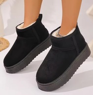 BUTY ZIMOWE DAMSKIE ŚNIEGOWCE NA PLATFORMIE WSUWANE OCIEPLANE KLASYCZNE