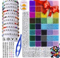 KORALIKI DO BRANSOLETEK BIŻUTERII DUŻY ZESTAW KORALIKÓW Z LITERKAMI 12000el