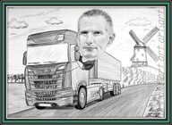 Karykatura na prezent ze zdjęcia dla kierowcy Tira