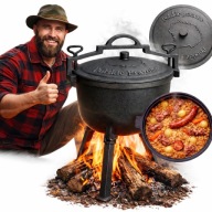 KOCIOŁEK MYŚLIWSKI GARNEK ŻELIWNY STOJĄCY NA OGNISKO 10 L