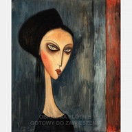 Kobieta ilustracja portret głowa obraz na płótnie 50x60 rysunek Modigliani