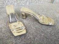 PRIMARK nr 40/7UK wygodne złote sexy klapki na słupku