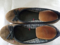 TOMMY HILFIGER 39 25cm khaki baleriny zamsz skóra