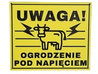 Tabliczka Ogrodzenie Pod Napięciem Krowa Żółta