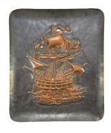 PRL PIĘKNA PLAKIETA ŻAGLOWIEC CEPELIA SOPOT METALOPLASTYKA ZOBACZ!