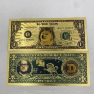 Złoty Banknot Kolekcjonerski 1 Dogecoin DOGE kryptowaluta pies blikshop