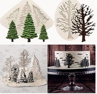 Forma silikonowa 2 sztuki, drzewo i 3 choinki zestaw