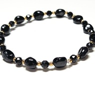 Bransoletka czarny turmalin i hematyt na gumce