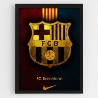 Obraz w ramce FC Barcelona herb 40x30 cm prezent do pokoju fana na ścianę.