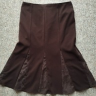 Spódnica damska brązowa trapezowa z wstawkami r.L/XL
