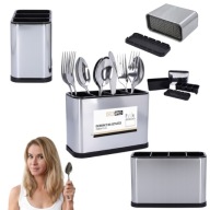 OCIEKACZ NA SZTUĆCE DO SZTUĆCÓW STOJĄCY METALOWY ORGANIZER SREBRNY