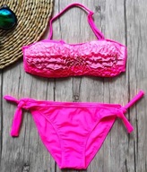Piękny strój kąpielowy bikini 110/116 pink
