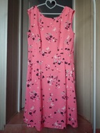 sukienka midi edc 44 strecz różowa kwiatki motylki