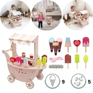 DREWNIANA ZABAWKA EDUKACYJNA LODZIARNIA NA KÓŁKACH DO LODÓW ZESTAW PREZENT