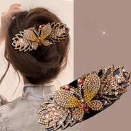 SPINKA klamra złote cyrkonie ZŁOTA BRĄZ Vintage modne retro perła BOHO