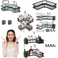 SAMOPRZYLEPNA PÓŁKA ŁAZIENKOWA WISZĄCA NAROŻNA POD PRYSZNIC LOFT 2 SZTUKI