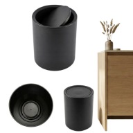 KOSZ NA ŚMIECI OKRĄGŁY ŁAZIENKOWY CZARNY POJEMNIK Z POKRYWĄ DO ŁAZIENKI 6 L