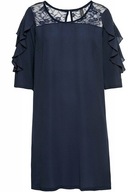 17615 SUKIENKA KOKTAJLOWA GRANATOWA Z KORONKĄ, FALBANKAMI impreza wesele 36