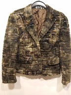 żakiet brązowy zielony marynarka sztuczne futro