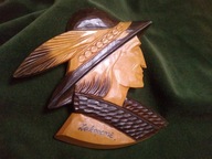 Góral - stara drewniana płaskorzeźba z Zakopanego