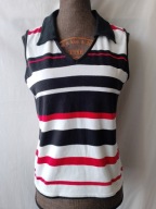 Koszulka polo w czarne i czerwone paski - 38/40