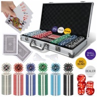 ZESTAW DO POKERA WALIZKA TEXAS 300 ŻETONÓW GRA POKER BLACKJACK KOŚCI KARTY