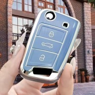 Lawendowo-srebrne etui na kluczyk VW SEAT SKODA – 3 przyciski