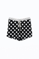 Czarne szorty spodenki piżamowe w różowe grochy S/M lekkie homewear