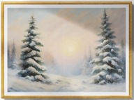 A2 PLAKAT OBRAZ, PLAKAT PEJZAŻ ZIMOWY ZIMA ŚNIEG CHOINKI ŚWIERKI ŚWIERK LAS