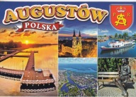 AUGUSTÓW - JEZIORO - KOŚCIÓŁ - Z LOTU PTAKA - POMNIK - HERB