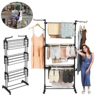 SUSZARKA NA PRANIE STOJĄCA XXL SKŁADANA PIONOWA NA UBRANIA DO PRANIA CZARNA