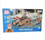 Klocki METROPOLIS FIRE BRIGADE Duży zestaw Straż Pożarna Pojazdy Figurki 6+