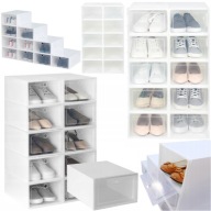 PLASTIKOWE MODUŁOWE SKŁADANE PUDEŁKA NA BUTY ORGANIZER SZAFKA BIAŁA X10