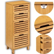 SZAFKA ŁAZIENKOWA WYSOKA Z SZUFLADAMI SŁUPEK DO ŁAZIENKI BAMBUSOWY 97 CM