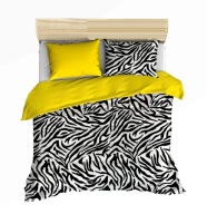 pościel z polaru 180x200 +2x70x80 +2x40x40 zamek P 305-10 Zebra / żółty