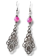 AG56 Kolczyki kamienie AGAT różowe długie