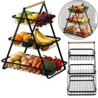 KOSZ NA OWOCE PIĘTROWY METALOWY CZARNY PATERA KOSZYK NA WARZYWA LOFT