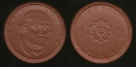 EISENACH - 1 Mark 1921 - MARTIN LUTHER - Moneta porcelanowa - UNC
