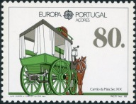 Portugalia Azory 1988 Znaczek 390a ** Europa CEPT transport konie powóz