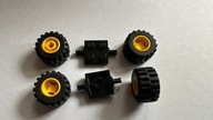 LEGO CITY KOŁO ŻÓŁTE Z OPONĄ 11x12mm 6014bc01+PŁYTKA 2x2 CZARNA 4600