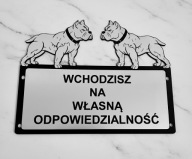 AMSTAFF PITBULL Tabliczka informacyjna uwaga zły pies własny tekst