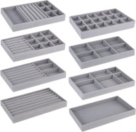 ORGANIZER POJEMNIK ZESTAW 8 TAC NA BIŻUTERIĘ AKSAMITNE WKŁADY DO SZUFLAD