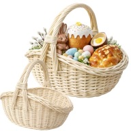 KOSZYK WIELKANOCNY WIKLINOWY BIAŁY Z PODWÓJNĄ RĄCZKĄ NA ŚWIĘCONKĘ