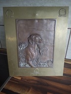 Stary obraz myśliwski-mosiądz miedż Pardubice 24r.