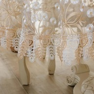 ORUS HAFTOWANY W KWIATY I LIŚCIE BEŻ ELEGANCKI IMPREZA BANKIET PREZENT