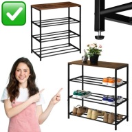 SZAFKA NA BUTY METALOWA CZARNA 4 PÓŁKI WYTRZYMAŁA SOLIDNA | LOFTINSPIRED