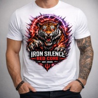 Koszulka męska IRON SILENCE Red Core tygrys nadruk DTF XXL biała