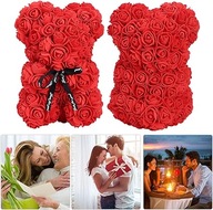 MIŚ Z PŁATKÓW CZERWONYCH RÓŻ NA WALENTYNKI 25 CM PRZYDASIE.PL