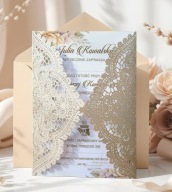 Zaproszenie na komunię + IMIĘ personalizacja + koperta ażur