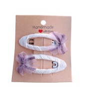 Spinki do włosów pyk dla niemowląt dziewczynek kokardki handmade 2 szt.